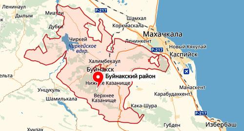 Map of the Buynaksk District in Dagestan. Photo: Yandex-maps