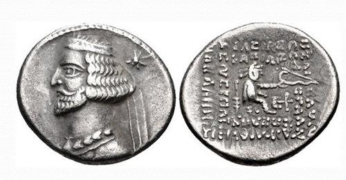 Silver coin with a portrait of Mithridates III of Parthia, 57-54 BC. A similar coin was stolen from the Tigranakert Museum on September 27, 2018. Photo from online auction website: https://www.cngcoins.com/Coin.aspx?CoinID=190499