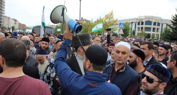 A protest action in Magas on October 5, 2018. Photo by Magomed Mutsolgov http://www.kavkaz-uzel.eu/blogs/342/posts/34807