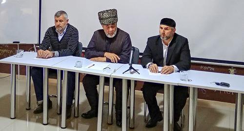 Participants of a press conference of the Ingush Committee of National Unity, October 28, 2018. Photo by Umar Yovloy for the "Caucasian Knot"
