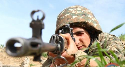 Soldier of Nagorno-Karabakh Defence Army. Photo: press service of the Ministry of Defence of Nagorno-Karabakh, http://www.nkrmil.am/news/view/2308