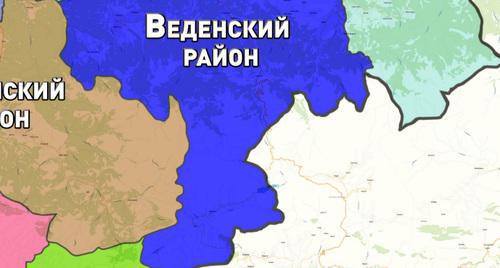 An updated version of the map of the border between Chechnya and Dagestan. Screenshot made on November 11, 2018, on the website of the Chechen Parliament http://www.parlamentchr.ru/republic/karta-chr
