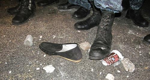 Shoes lost by a protester after clashes with police in Sari Tag, July 30, 2016. Photo by Tigran Petorsyan for the Caucasian Knot