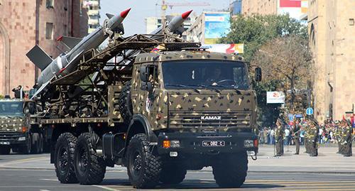 S-125 Soviet surface-to-air missile system at the parade in Yerevan. Photo by Tigran Petrosyan for the Caucasian Knot