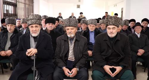 The Ingush Council of Teips (family clans). Screenshot of the video of the  Ingush Council of Teips on YouTube https://www.youtube.com/watch?v=P46m0ccmHrA&amp;feature=youtu.be