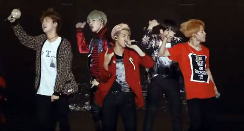 The BTS Korean pop band performing at the Seoul Olympic Stadium. Photo: screenshot of the video by the user babalu funny video https://www.youtube.com/watch?time_continue=6700&amp;v=6vmgVvjJRj0