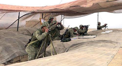 Military drills of the Azerbaijani Army, November 2018. Photo from website of the Ministry of Defence of Azerbaijan, https://mod.gov.az/ru/news/v-ramkah-kshvi-vojska-nahchyvanskogo-garnizona-uspeshno-proveli-etap-s-boevoj-strelboj-video-24912.html