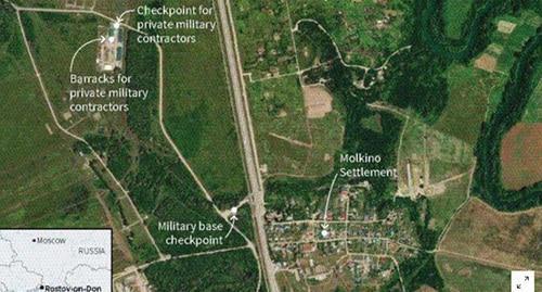 The location of a military base near the Molkino farmstead near Krasnodar. Screenshot https://ru.reuters.com/article/topNews/idRUKCN1RG1R0-ORUTP