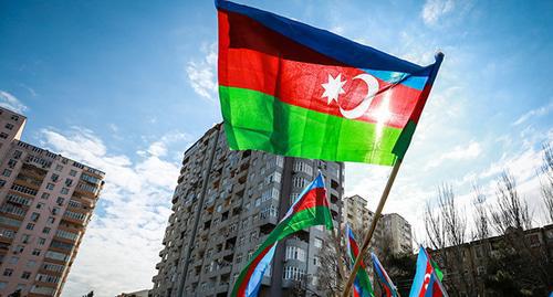 The flag of Azerbaijan. Photo by Aziz Karimov for the "Caucasian Knot"