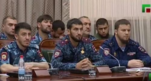 At a meeting with the participation of Ramzan Kadyrov. Photo: screenshot of the video by the Grozny TV channel https://www.youtube.com/watch?v=aCoKuLbaULM