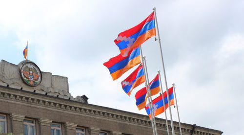 The flag of the Nagorno-Karabakh Republic in Stepanakert. Photo by Alvard Grigoryan for the "Caucasian Knot"