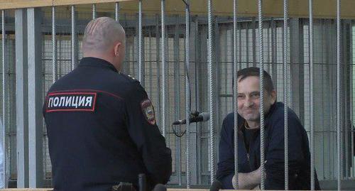Timur Khamkhoev in the Nalchik Military Court. Photo: screenshot of the video by the "Caucasian Knot"