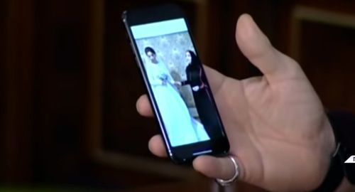 Ramzan Kadyrov shows videos from wedding parties on the screen of his smart phone. Screenshot from video posted by ‘Grozny’ TV company, http://www.youtube.com/watch?v=ACO9ZeWDBMM
