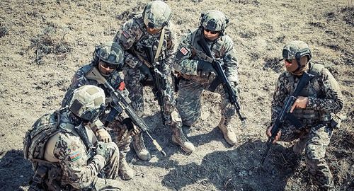 Azerbaijani servicemen. Photo: Ministry of Defence of Azerbaijan: https://mod.gov.az/ru/news/proveden-ocherednoj-etap-uchenij-kavkazskij-oryol-2019-28651.html