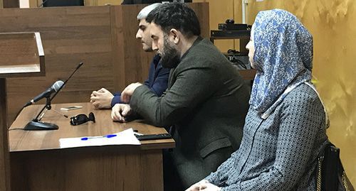 Advocates of Abdulmumin Gadjiev (from left to right): Arsen Shabanov, Akhmed Akhmedov and Dana Sakieva in the courtroom. Photo by Patimat Makhmudova for the Caucasian Knot