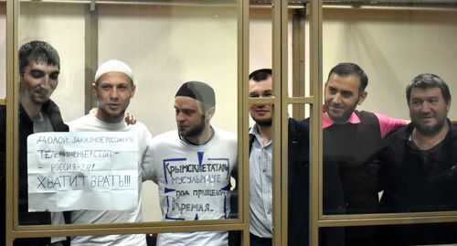 Defendants in the case of the "Yalta unit" during the verdict. Photo by Konstantin Volgin for the "Caucasian Knot"