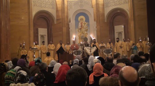 Christmas liturgy in a church in Armenia. Screenshot of the video by Arsen Dallakyan https://youtu.be/yhevTrMGRlQ
