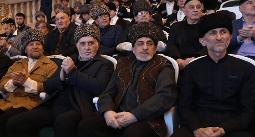 Visitors of the concert at the new Palace of Arts in Grozny. Screenshot of the video published at Ramzan Kadyrov's page on the VKontakte https://vk.com/wall279938622_476660