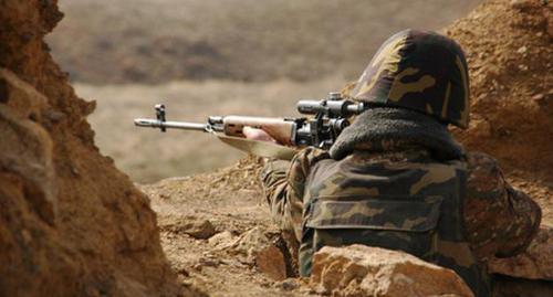 A sniper. Photo by the press service of the Armenian Ministry of Defence www.mil.am