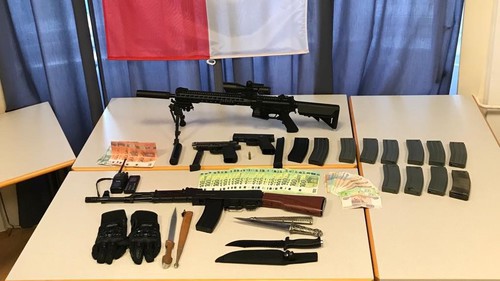 Firearms seized from the participants of the "Moral Guardians" grouping. Photo from the Austrian police website, https://www.polizei.gv.at/wien/start.aspx?nwid=6A65665342454C6D6642343D&amp;ctrl=3734335266674D385951343D&amp;nwo=0