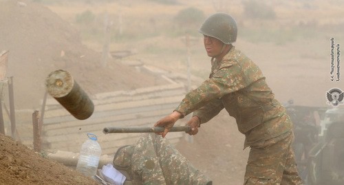 Soldier of the Armenian Army in the Karabakh conflict zone. Photo: press service of the Ministr of Defence of Armenia, https://mil.am/ru/news/8436