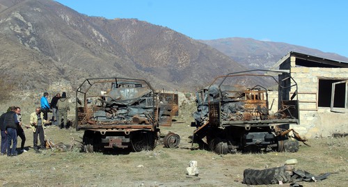 Exploded military vehicles in Karvachar. Photo by Armine Martirosyan for the Caucasian Knot