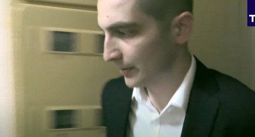 The detention of Giorgi Guev. Screenshot of the video by TASS https://www.youtube.com/watch?v=yYQEb5nf0Iw&amp;feature=youtu.be