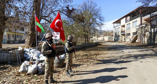 Commandant post of Azerbaijani troops in the center of Hadrut. Photo by Aziz Karimov for the "Caucasian Knot"