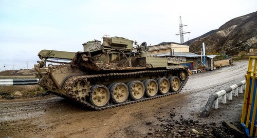 A destroyed tank. Nagorno-Karabakh. December 31, 2020. Photo by Aziz Karimov for the "Caucasian Knot"
