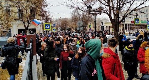 A rally in Astrakhan on January 23, 2021. Photo by Alyona Sadovskaya for the "Caucasian Knot"