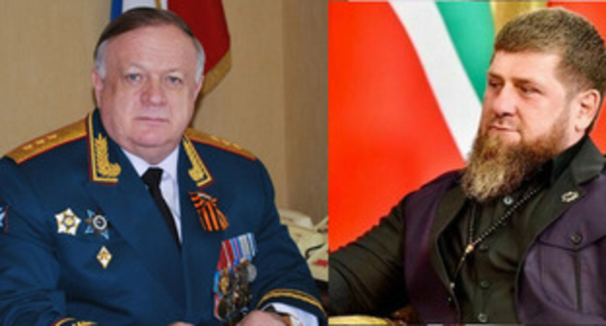 Viktor Zavarzin (on the left) and Ramzan Kadyrov. Collage by the "Caucasian Knot." Photos: https://er.ru https://grozny.tv