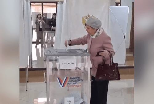 Voting in the Stavropol Territory. Screenshot of the video posted on the Telegram channel of the election committee in the Stavropol Territory on March 15, 2024 https://t.me/stavkray_izbirkom/2713