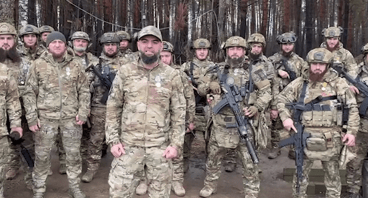 Screenshot of a video of the awarding of “Akhmat” fighters, published on Ramzan Kadyrov's Telegram channel t.me/RKadyrov_95/4615