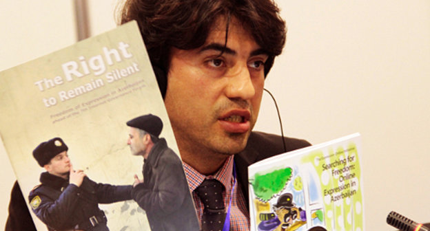 Emin Guseinov at the international conference "Human Rights and Internet 
 Management Are Inseparable", Baku, November 5, 2012. Courtesy of the www.irfs.az