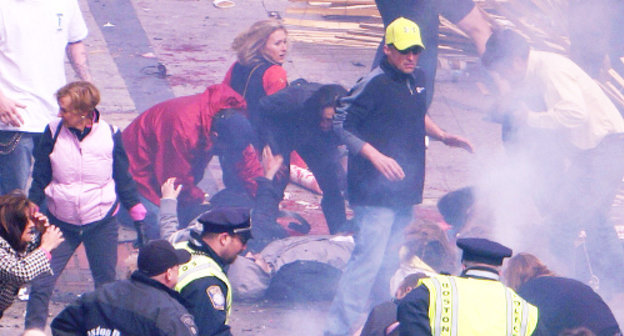 After the terror acts at Boston Marathon finish line. April 15, 2013. Photo by Aaron "tango" Tang, http://www.flickr.com/photos/hahatango/8652857375/in/set-72157633252445135