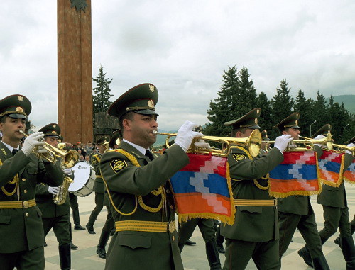 Military brass orchestra of the Defence Army at the holiday; Nagorno-Karabakh, Stepanakert, May 9, 2013. Photo by Alvard Grigoryan for the "Caucasian Knot"