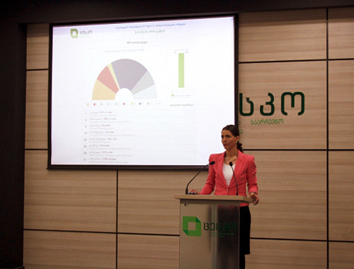 The CEC presented preliminary results of the by-elections of the Parliament of Georgia on April 28, 2013. Photo from http://www.cec.gov.ge