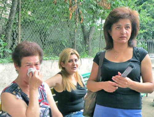 Goar Mnatsakanyan,  mother of David Barsegyan (to the right), after her son had been found guilty, Nagorno-Karabakh, Stepanakert. July 23, 2013. Photo by Alvard Grigoryan for the “Caucasian Knot”. 