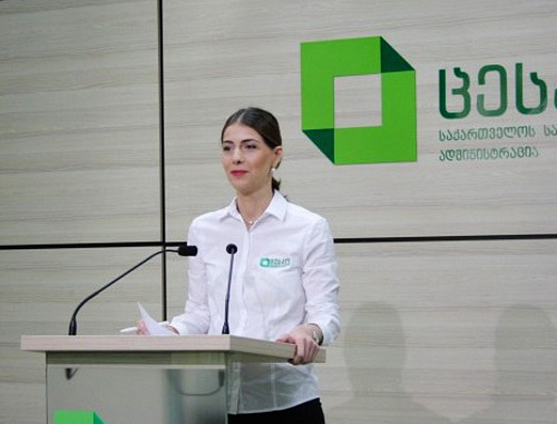 Tbilisi, October 27, 2013, voting day at the presidential election in Georgia. CEC representative at the press-briefing. Photo: http://www.cec.gov.ge/  