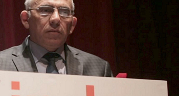 Rakhim Gadjiev, the Deputy Editor-in-Chief of the "Azadlyg", at the awarding ceremony of the "Freedom of Expression-2014" laureates. London, March 20, 2014. Screenshot of a video footage by the British human rights organization "Index on Censorship", http://www.indexoncensorship.org/