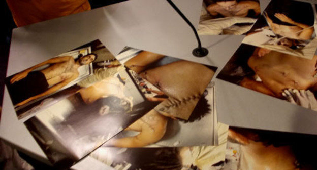 Photos of Ibragim Todashev presented at the press conference. Moscow, May 30, 2013. Photo by Karina Gadzhieva for the "Caucasian Knot"