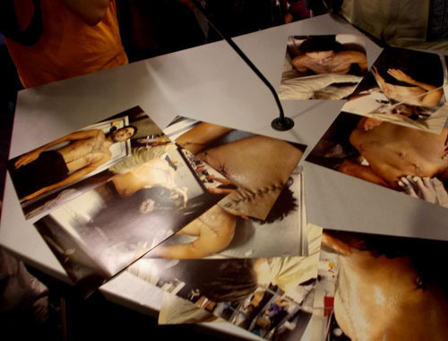 Photos of Ibragim Todashev presented at the press conference. Moscow, May 30, 2013. Photo by Karina Gadzhieva for the "Caucasian Knot"