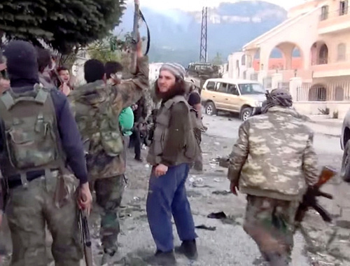 Militants in Latakia, Syria, March 25, 2014. Screenshot from Youtube video, http://www.youtube.com/watch?v=ER5H2Thyf5g