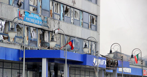 House of Press after the militants’ attack on Grozny, December 4, 2014. Photo by Magomed Magomedov for the ‘Caucasian Knot’.