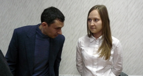 Sergei Reznik's advocates Tumas Misakyan and Jeanna Pavlova. Photo by Olesya Dianova for the ‘Caucasian Knot’.  