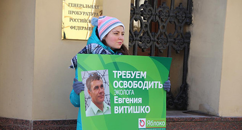 Participants of the picket in support of Evgeny Vitishko. Photo by Ekaterina Tatarnikova. 