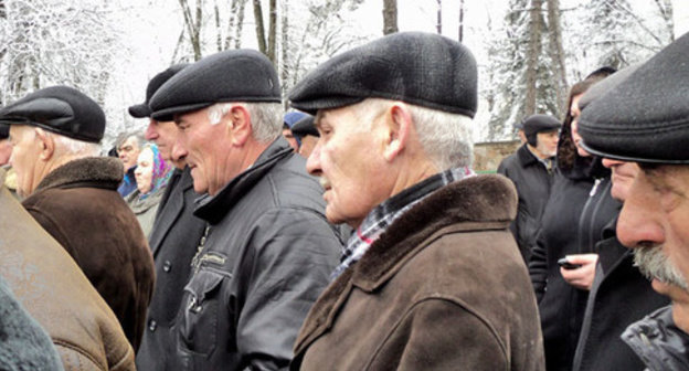 In Nalchik, the Balkar community held a rally at the Memorial to the victims of deportation. March 8, 2015. Photo by Lyudmila Maratova for the "Caucasian Knot"