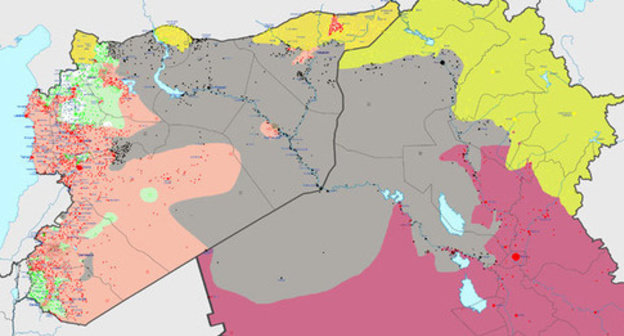 Territory under control of the "Islamic State" (grey colour), as of February 23, 2015. Photo: Haghal Jagul https://ru.wikipedia.org"