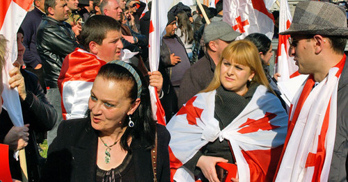 The participants of the rally of the "United National Movement" (UNM) Party. Tbilisi, March 21, 2015. Photo by Beslan Kmuzov for the "Caucasian Knot"