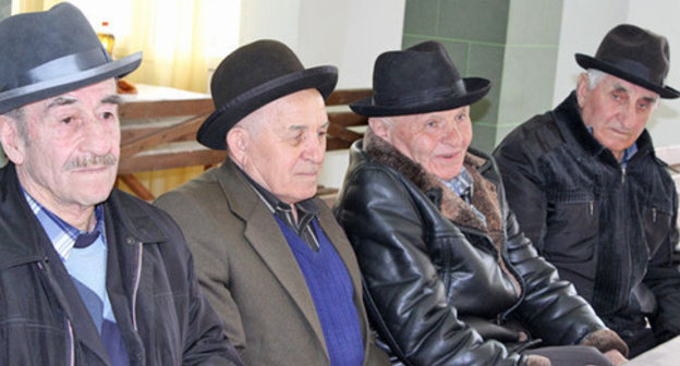 The elders of the village of Khasanya at the festive events on the Day of Revival of the Balkar people. KBR, March 28, 2015. Photo by Lyudmila Maratova for the "Caucasian Knot"
